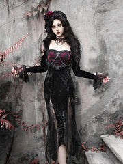 Blood Supply - Rose Cemetery - Dark Red Velvet Mermaid Gothic Lolita Dress
