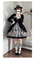 Little Bear - Gothic Lolita Black and White Striped JSK Set