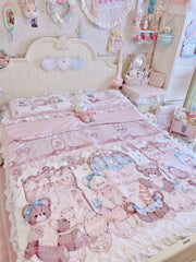 Drunke - Bears Afternoon Tea - Cute Lolita Bedding Set Bear Print Lolita Four-piece Suit