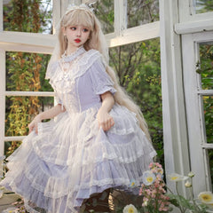 Eieyomi - Iris Love - Classic Lolita OP Princess Lolita Puff Dress and Veil