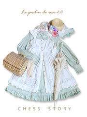 Chess Story - Rosebud Manor Version 2.0 - Vintage Country Lolita Embroidered JSK Smocked Dress