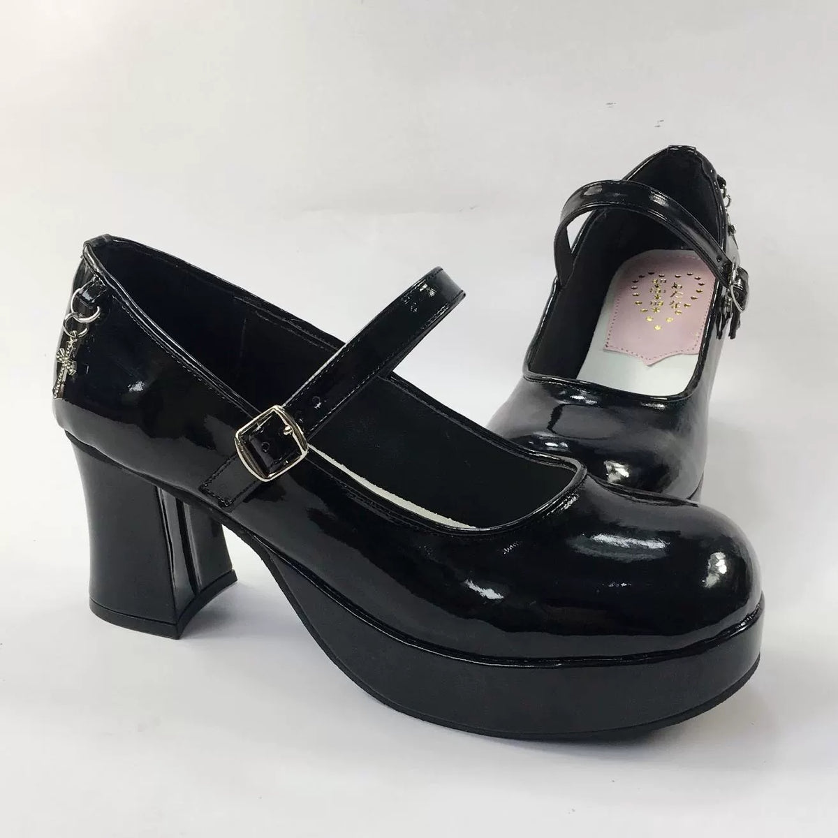 Antaina - Punk Lolita Heels Shoes Metal Cross Horseshoe Heel Shoes