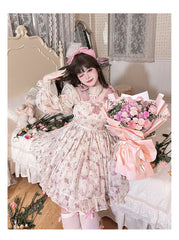 Yingtang - Plus Size Lolita Floral Print Lolita Dress