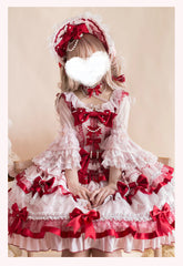 Sakurahime - Ribbon Strawberry - Sweet Lolita JSK and BNT with Old School Lolita Style
