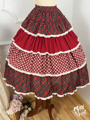 Miss Point - Forest Berry Bunny - Sweet Lolita Plaid Skirt Tiered Ruffles Spring SK
