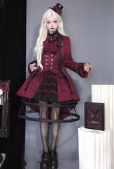 CastleToo - Evil Twins - Ouji Lolita Vest Shorts Skirt Black Red Set
