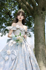 Nectarine White Tea - Rossia Salutes - Embossed Jacquard, Rose Accent, Bridal Wedding Lolita JSK Dress