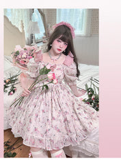 Yingtang - Plus Size Lolita Floral Print Lolita Dress