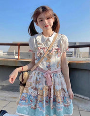 Walnut Museum - Toy Anniversary - Kawaii Lolita Dress Suit Bear Print JSK and Salopette